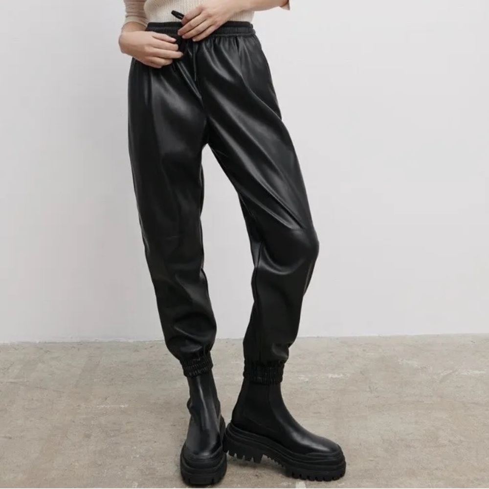 Faux Leather Jogger Pants Size S